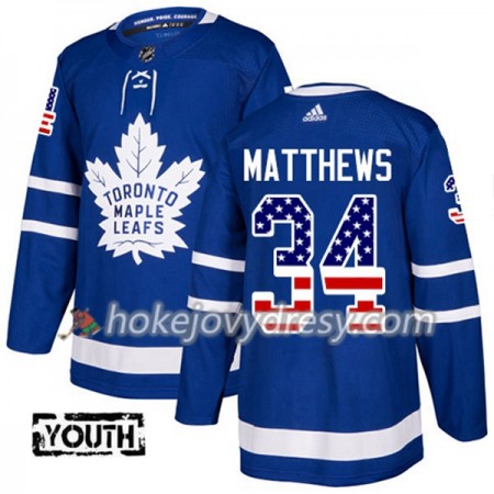 Dětské Hokejový Dres Toronto Maple Leafs Auston Matthews 34 2017-2018 USA Flag Fashion Modrá Adidas Authentic